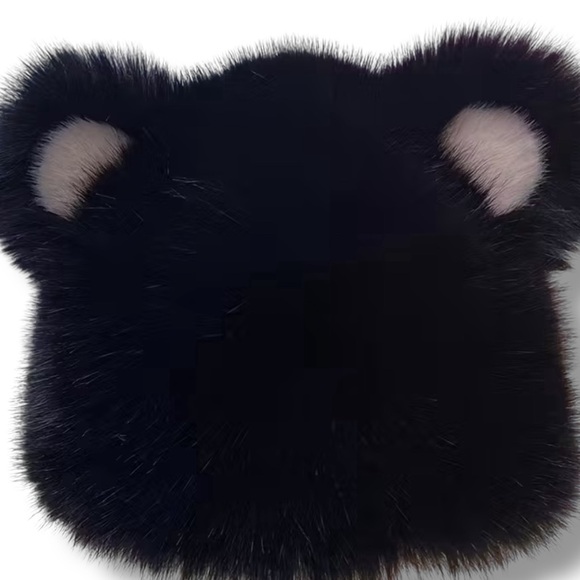Plush Bear Ear Beanie Hat Winter Fall, Lightweight Stretchy Elastic Fit Faux Fur - Picture 1 of 3